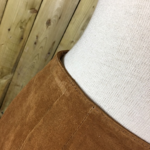 Vintage Winlit Suede Leather Pencil Skirt / Camel - Picture 3 of 8